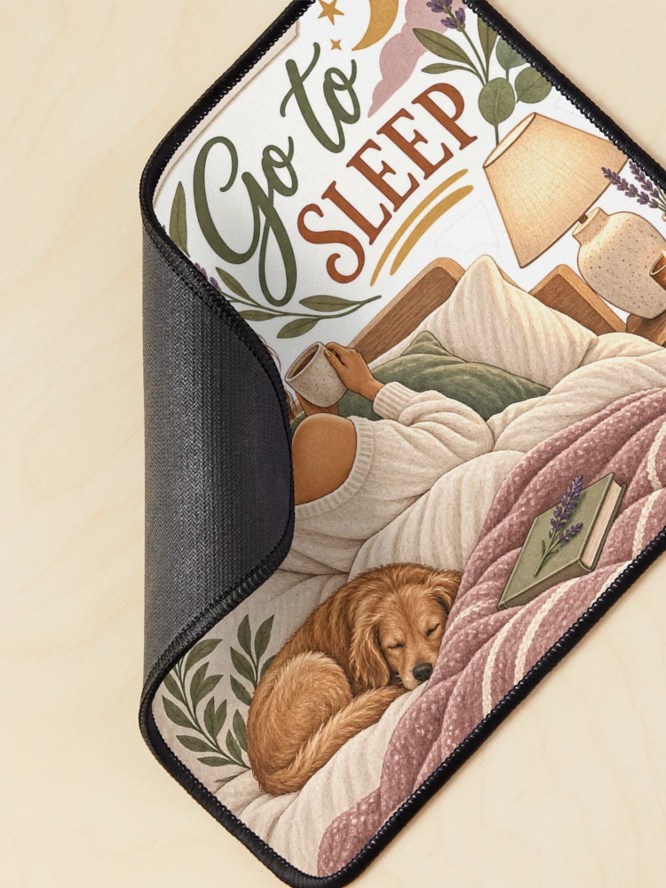 Thumbnail 2 of 5, Mouse Pad, Tiny Rituals – Go to Sleep Cozy Night Routine Sticker designed and sold by ChicClicker.