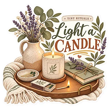 Artwork thumbnail, Tiny Rituals – Light a Candle Cozy Ritual Sticker by ChicClicker