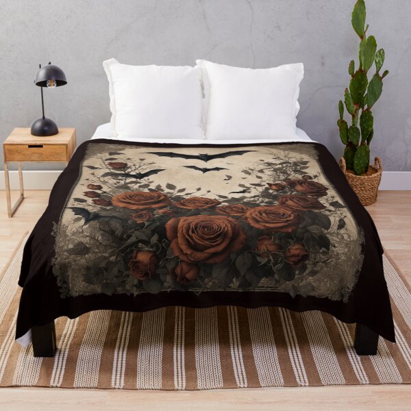 Item preview, Gothic Bats and Roses Vintage Botanical Halloween Art designed and sold by Shiwwa.