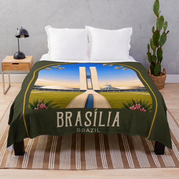 Item preview, Brasília Vintage Travel Illustration designed and sold by HomeLivingCo.