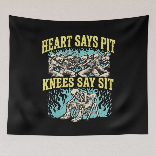 Item preview, Heart Says Pit Knees Say Sit Skeleton Mosh Pit Flames-10 designed and sold by AmoreDesignAns.