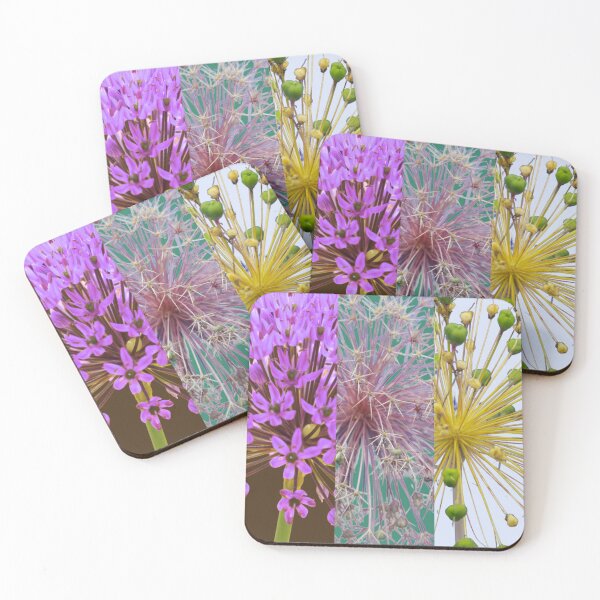 Item preview, Minimalist Allium Decorative Garlic Flower Macro Photography Collage designed and sold by JurateArt-DK.