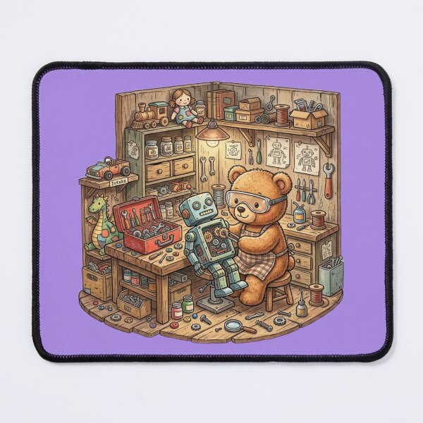 Item preview, Cozy Teddy Bear Toy Repair Workshop | Whimsical Miniature Mechanic Illustration designed and sold by Tinydoodlenest .