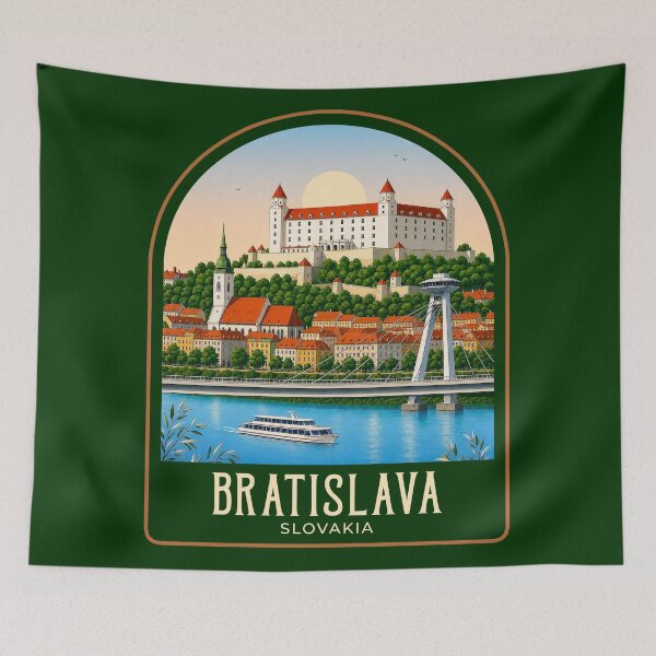 Item preview, Bratislava Vintage Travel Illustration designed and sold by HomeLivingCo.