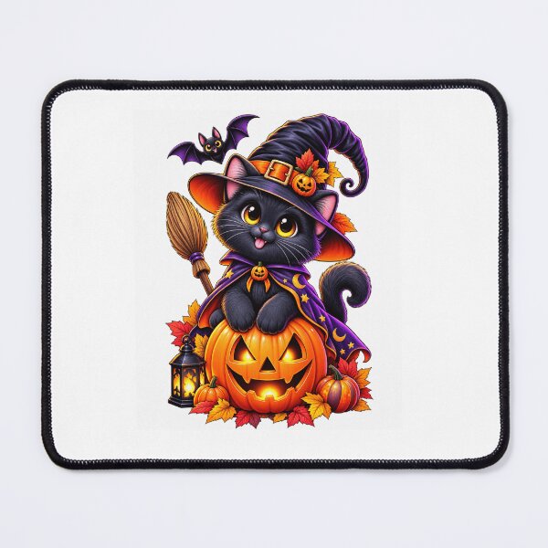 Item preview, Spooky Witch Cat & Pumpkin – Cute Halloween Night designed and sold by treandsart.