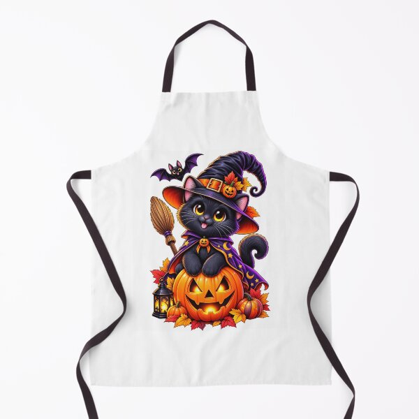 Item preview, Spooky Witch Cat & Pumpkin – Cute Halloween Night designed and sold by treandsart.