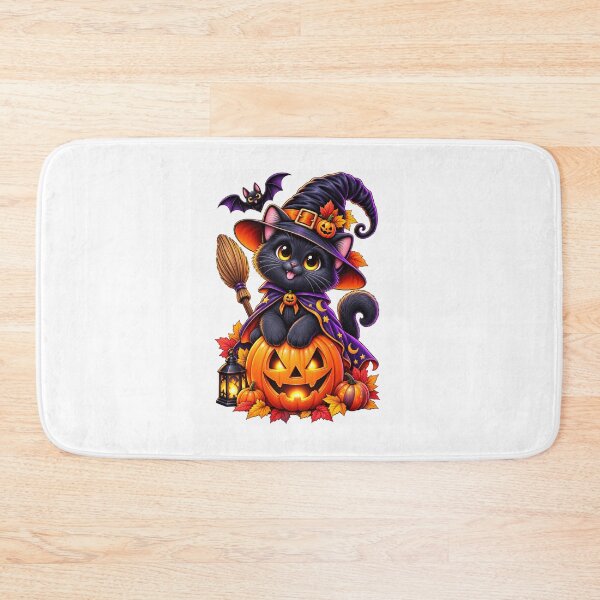 Item preview, Spooky Witch Cat & Pumpkin – Cute Halloween Night designed and sold by treandsart.