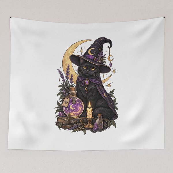Item preview, Witchy Black Cat Magic – Mystical Cat  designed and sold by zenithviv.