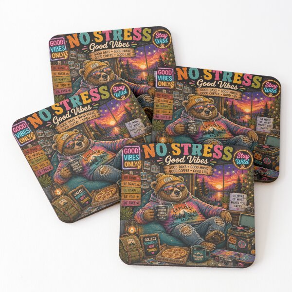Item preview, No Stress Good Vibes – Cool Bear Adventure designed and sold by Molli98.