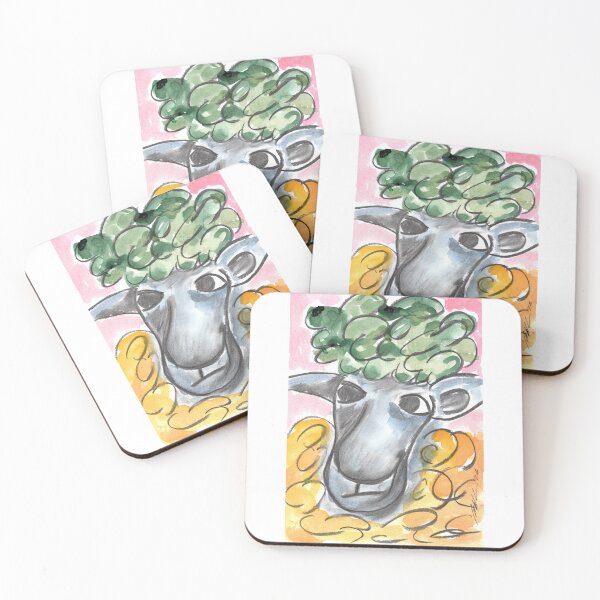 Item preview, Sheep with Mini Green Plie, Charcoal & Watercolour designed and sold by Anke‘s Bazaar.