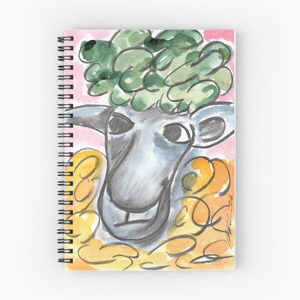 Item preview, Sheep with Mini Green Plie, Charcoal & Watercolour designed and sold by Anke‘s Bazaar.