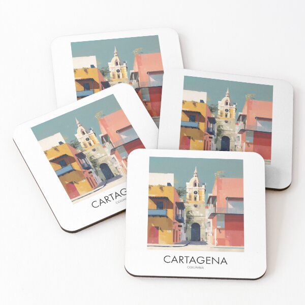 Artikelvorschau, Kolonialstraße von Cartagena, sonnenbeschienene Stadtkulisse entworfen und verkauft von MarkedArtPrints.