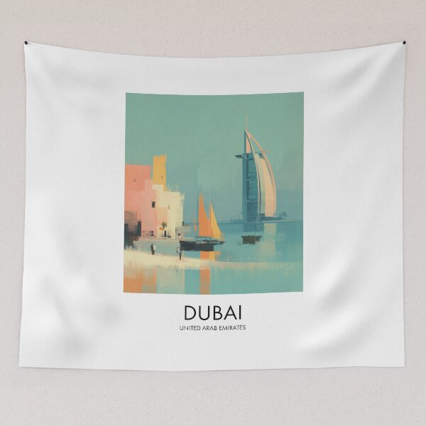 Item preview, Dubai Burj Al Arab, Painterly Travel Art designed and sold by MarkedArtPrints.