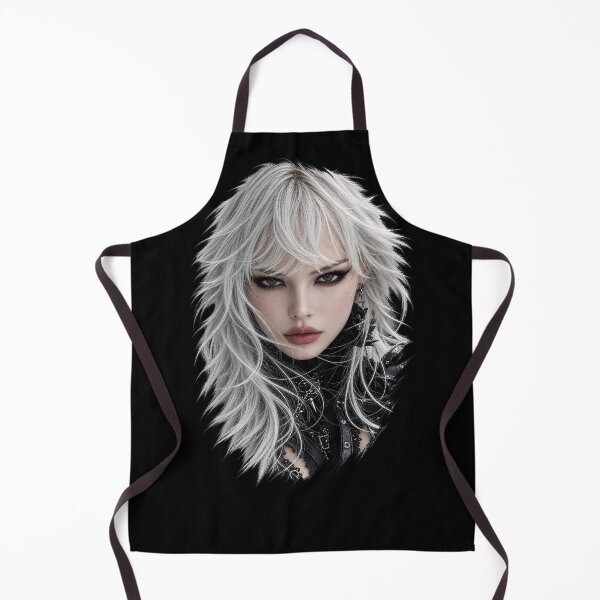 Item preview, White Hair Goth Girl with Red Eyes | Dark Pin-Up for Man Cave & She Shed designed and sold by Synth Seduction.