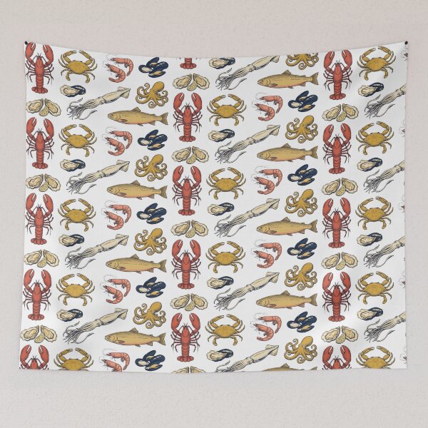 Item preview, Seafood Assortment Vector Illustration | Crab Lobster Shrimp Ocean Art designed and sold by Ditstyle.