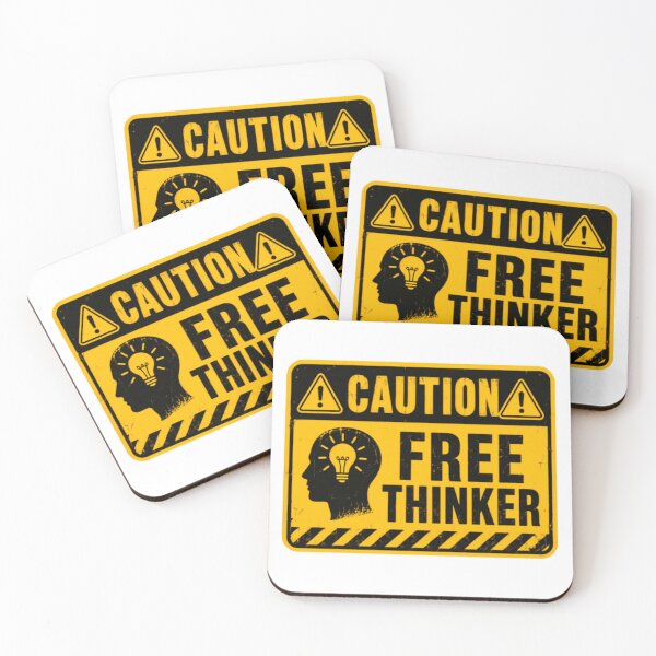 Item preview, Caution Free Thinker Independent Thought Philosophy Mind designed and sold by SkeletonsDanger.