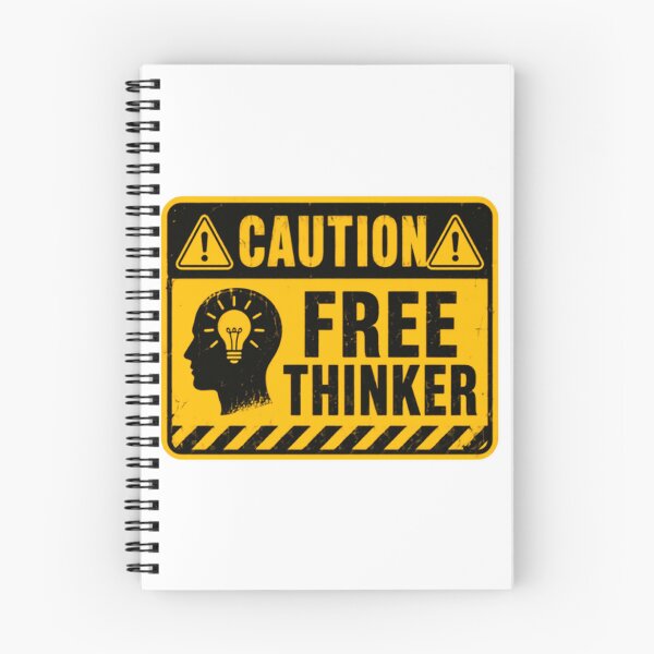 Item preview, Caution Free Thinker Independent Thought Philosophy Mind designed and sold by SkeletonsDanger.