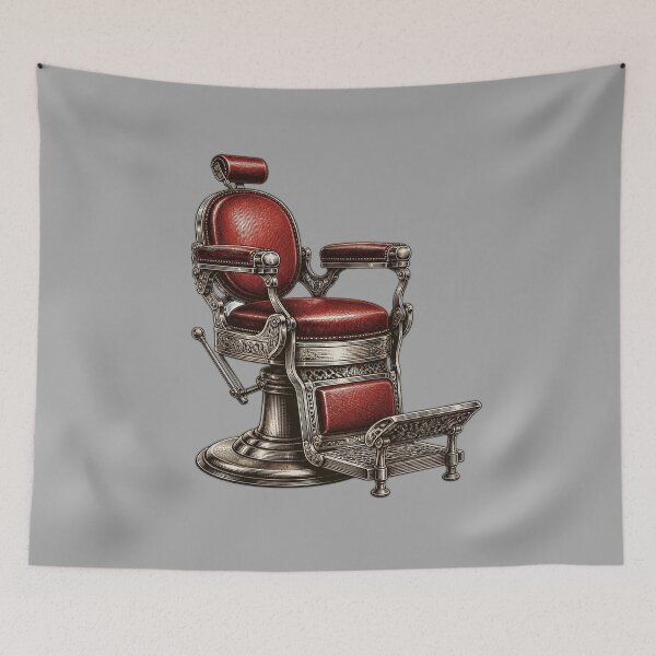Item preview, Classic Vintage Red Leather Barber Chair Art designed and sold by Barber MD Culture.