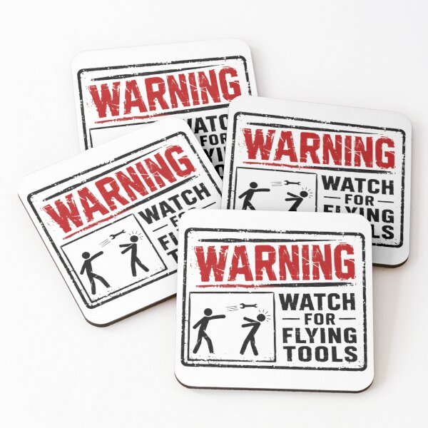 Item preview, Warning Watch For Flying Tools Mechanic Handyman Workshop Humor designed and sold by SkeletonsDanger.