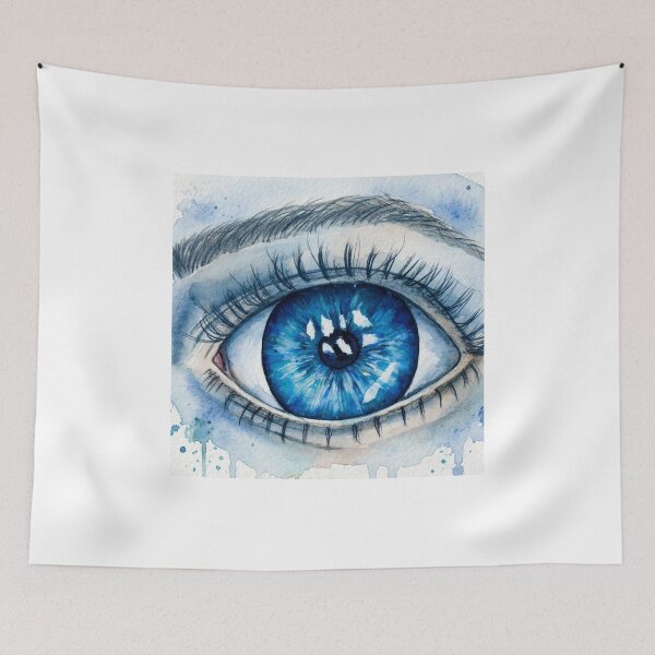 Item preview, Realistic Blue Watercolor Eye Art - Detailed Human Eye Drawing designed and sold by MAISON SYLVIE.