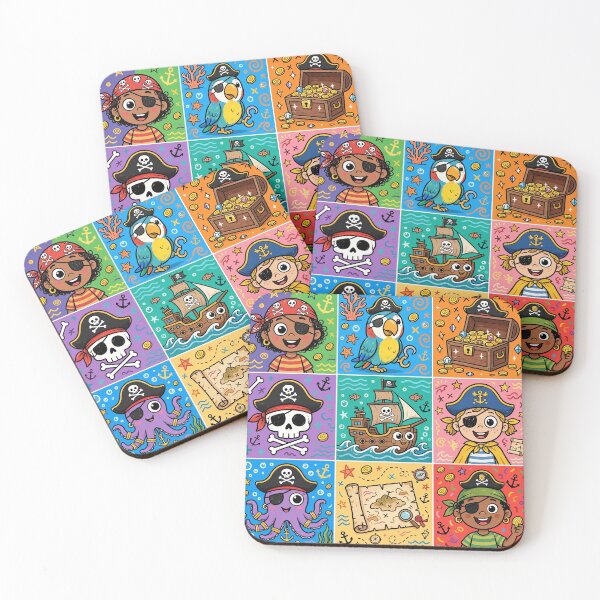 Item preview, Cute Kawaii Pirate Adventure Character Grid designed and sold by Teeny Quities.