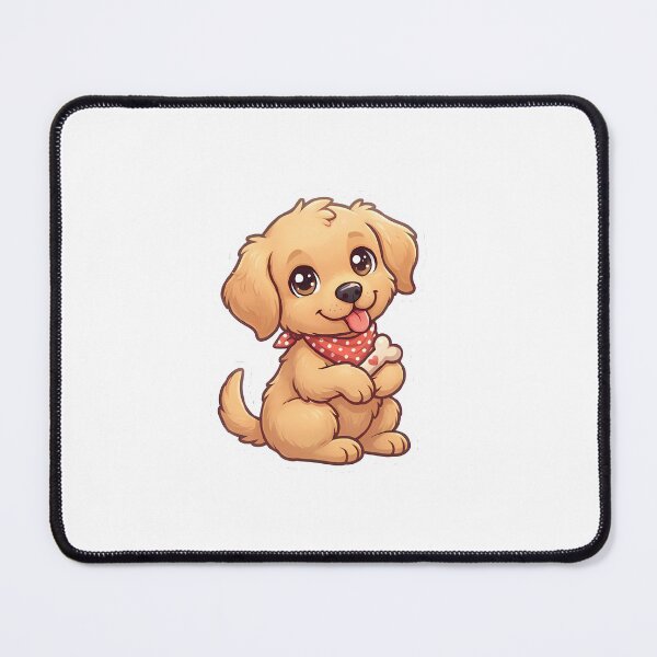 Item preview, Too Cute Golden Retriever Puppy with Bone - Kawaii Dog Art  designed and sold by PixelVibes32.