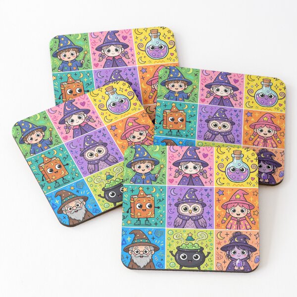 Item preview, Cute Kawaii Wizard and Witch Character Grid designed and sold by Teeny Quities.