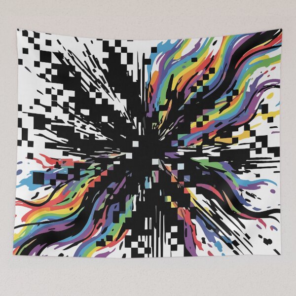 Item preview, Adversarial Rainbow Data Explosion | Black Background Glitch Art designed and sold by Uglyandcute.