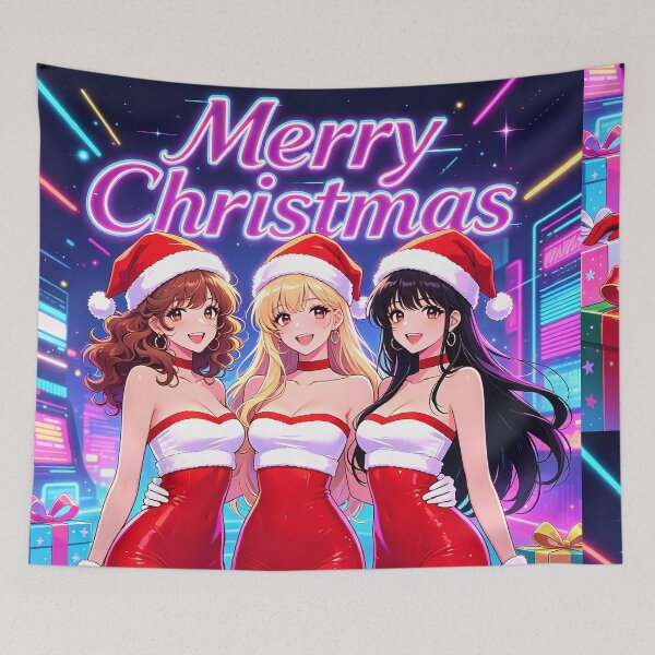 Item preview, Y2K Christmas Girls Neon Santa Trio designed and sold by Bondingbonding.