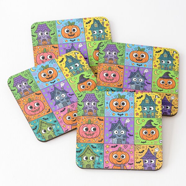 Item preview, Cute Haunted House and Pumpkin Grid designed and sold by Teeny Quities.
