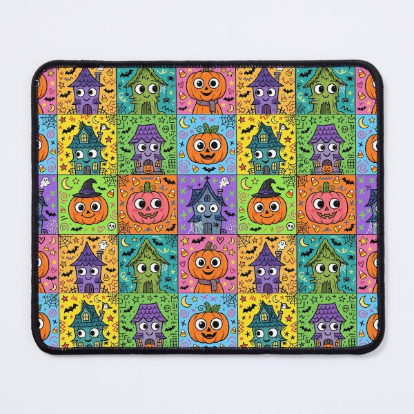 Item preview, Cute Haunted House and Pumpkin Grid designed and sold by Teeny Quities.