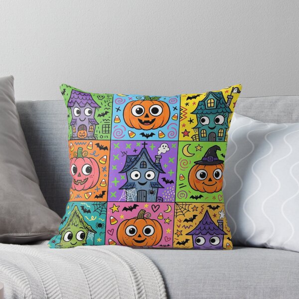 Item preview, Cute Haunted House and Pumpkin Grid designed and sold by Teeny Quities.