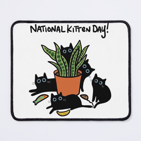 Item preview, National Kitten Day Cute Black Cats in a Snake Plant Pot designed and sold by JossDesign15.