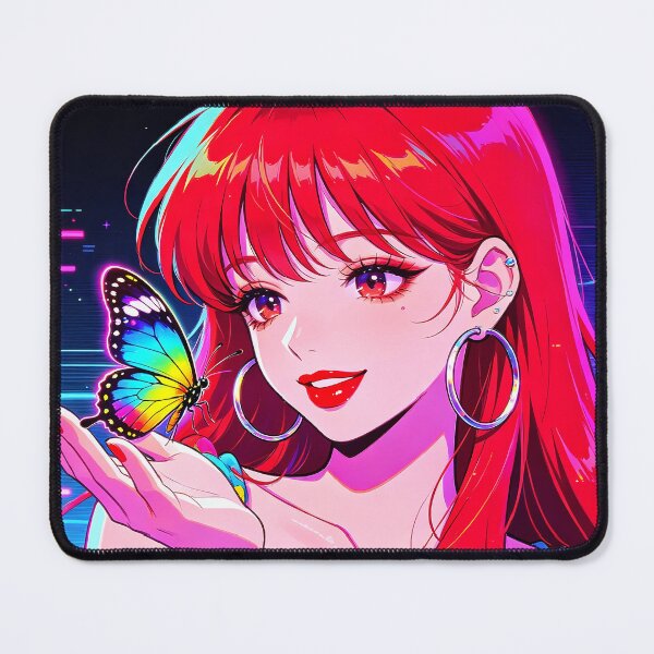 Item preview, Neon Redhead & Rainbow Butterfly Y2K Pop Art designed and sold by Bondingbonding.