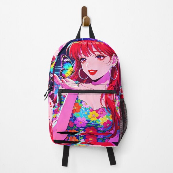 Item preview, Neon Redhead & Rainbow Butterfly Y2K Pop Art designed and sold by Bondingbonding.