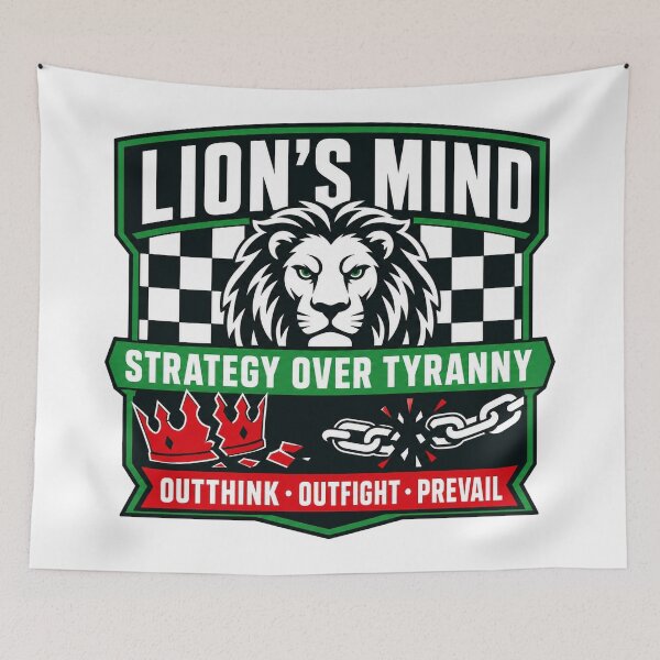Item preview, Lion's Mind — Strategy Over Tyranny Retro Badge designed and sold by Art&Fun.