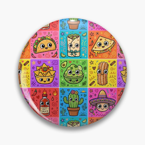 Item preview, Kawaii Mexican Food Fiesta Character Grid designed and sold by Teeny Quities.