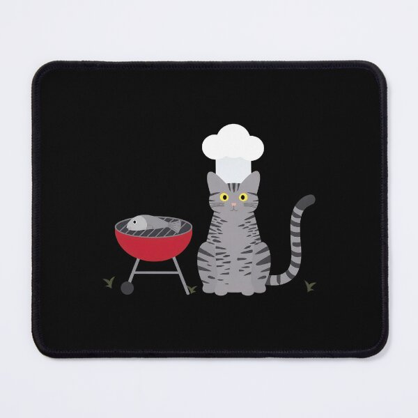 Item preview, Chef Cat Grilling Fish Cute Cartoon Art designed and sold by OlyvieArt.