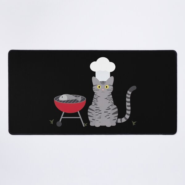Item preview, Chef Cat Grilling Fish Cute Cartoon Art designed and sold by OlyvieArt.