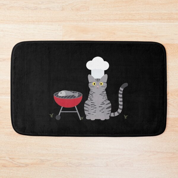 Item preview, Chef Cat Grilling Fish Cute Cartoon Art designed and sold by OlyvieArt.