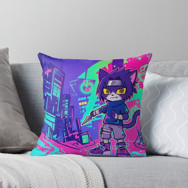 Item preview, Neon Cyberpunk Ninja Cat: Urban Shinobi Black Neko designed and sold by CuteKats.