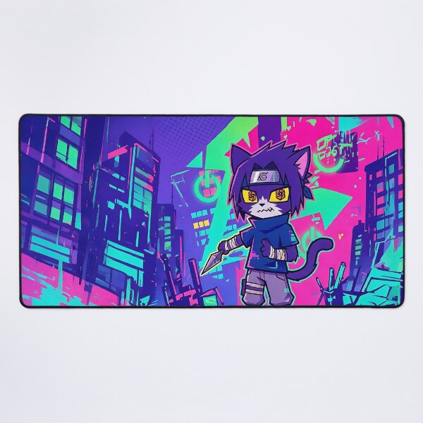 Item preview, Neon Cyberpunk Ninja Cat: Urban Shinobi Black Neko designed and sold by CuteKats.