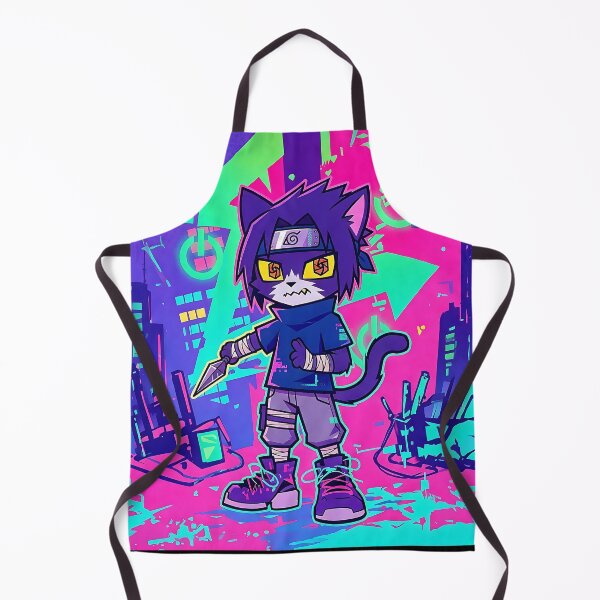 Item preview, Neon Cyberpunk Ninja Cat: Urban Shinobi Black Neko designed and sold by CuteKats.
