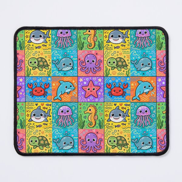 Item preview, Cute Kawaii Ocean Animal Character Grid designed and sold by Teeny Quities.