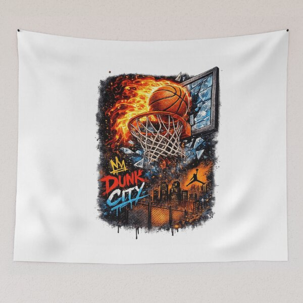Item preview, Fire Above the Rim – Explosive Basketball Dunk Artwork designed and sold by treandsart.