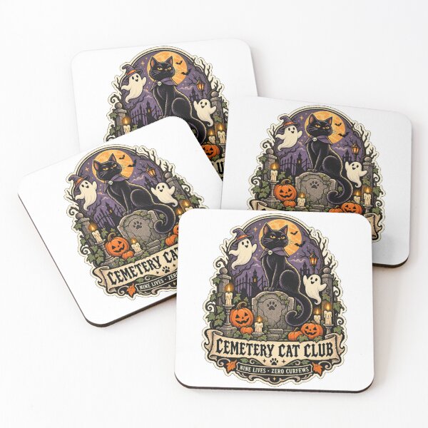 Item preview, Cemetery Cat Club | Black Cat Halloween Gothic Badge Art designed and sold by DmaarGroup.