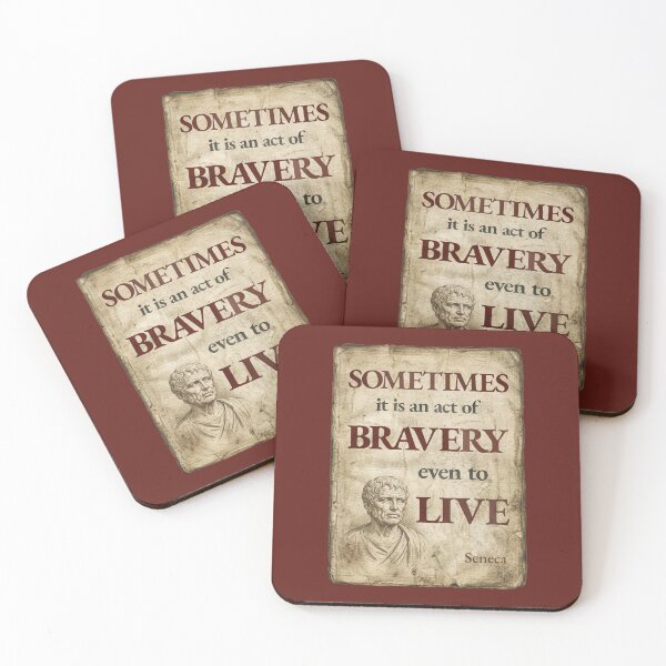 Item preview, Sometimes It Is an Act of Bravery Even to Live - Seneca - Vintage Distressed Stoic Quote - Roman Red Version designed and sold by Stoic Core.