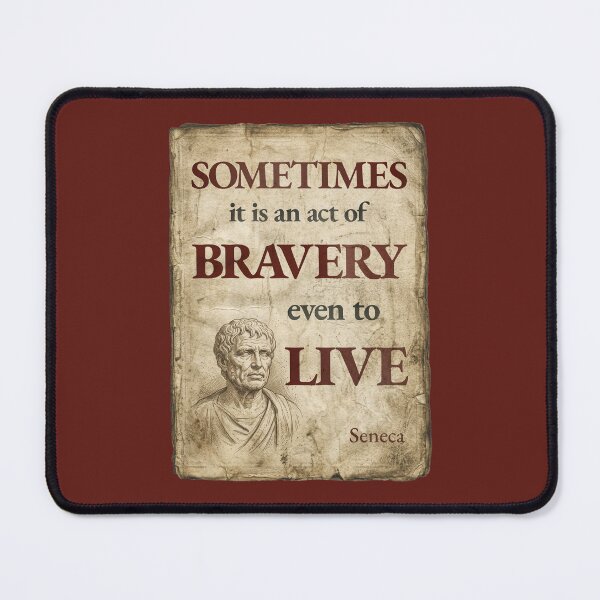Item preview, Sometimes It Is an Act of Bravery Even to Live - Seneca - Vintage Distressed Stoic Quote - Roman Red Version designed and sold by Stoic Core.