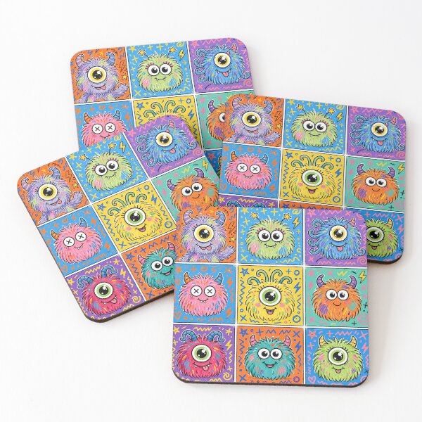 Item preview, Cute Colorful Kawaii Monster Character Grid designed and sold by Teeny Quities.