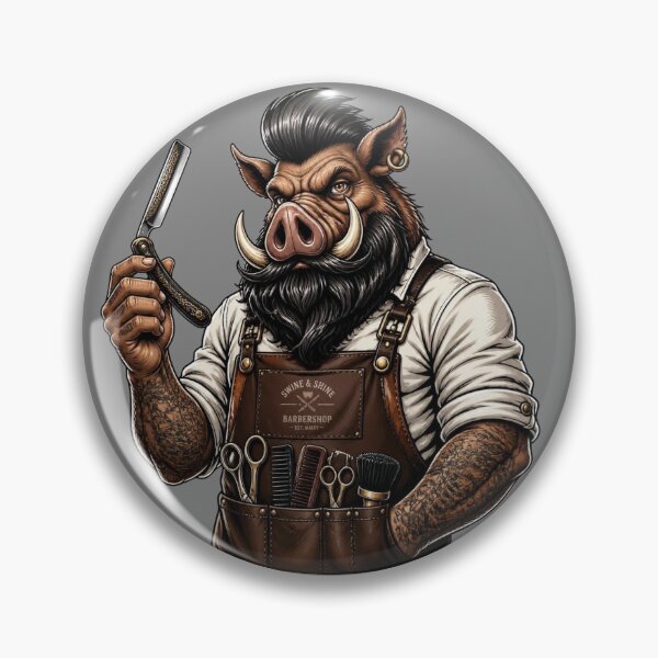 Item preview, Wild Boar Barber With Straight Razor Art designed and sold by Barber MD Culture.